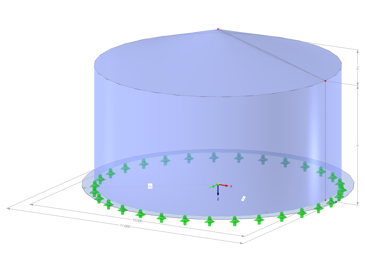 Modello 003724 | SIC007 - NUOVO | Silo | Pianta circolare, copertura conica con parametri