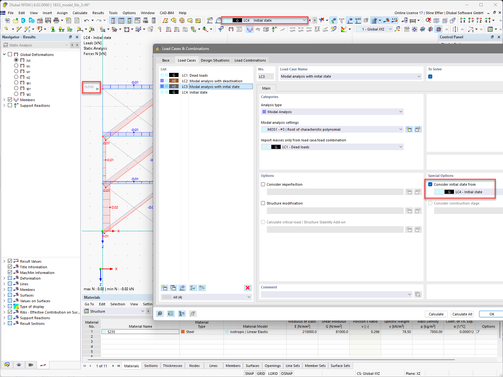 KB 001833 | Utilizzo delle non linearità nell'analisi dello spettro di risposta in RFEM 6