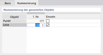 Regolazione della numerazione degli oggetti generati