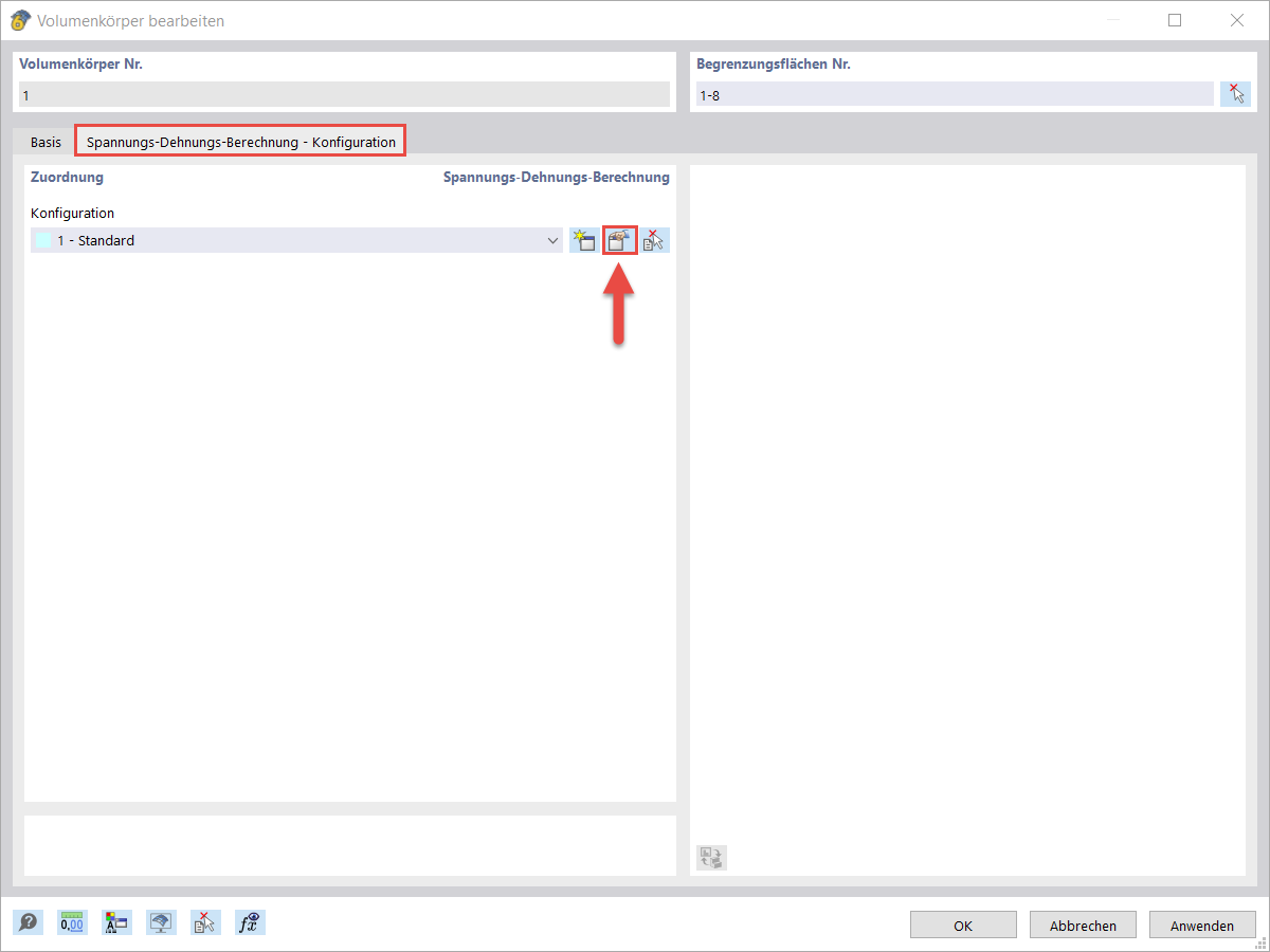 Avvio dell'analisi tensione-deformazione - Modifica della configurazione