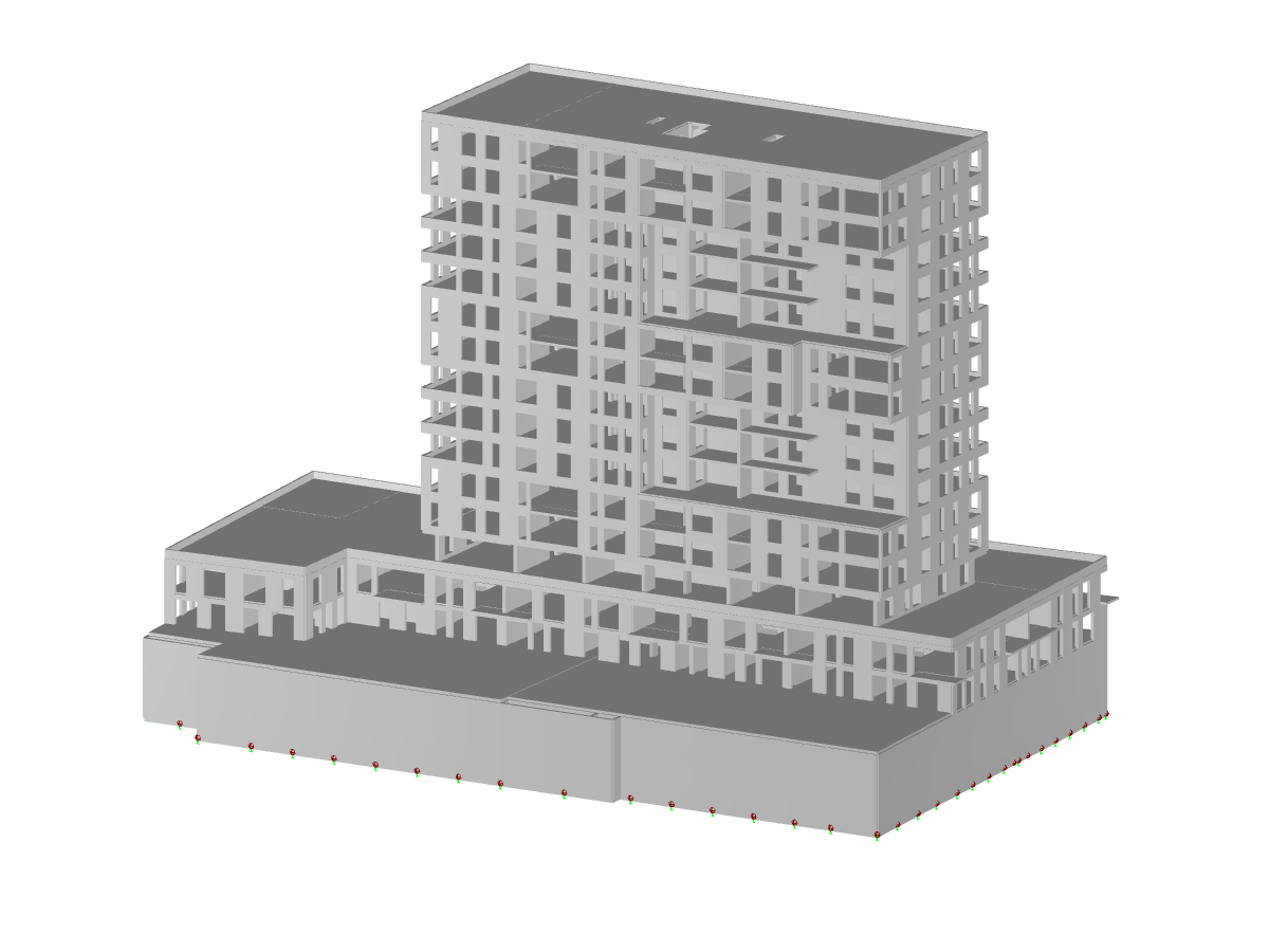 Modello di un grattacielo in RFEM (© bauart Konstruktions GmbH & Co. KG)