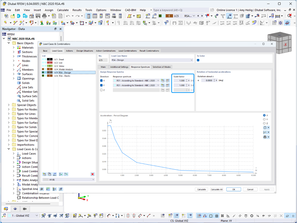 KB 001860 | Analisi dello spettro di risposta modale NBC 2020 e considerazioni sul taglio delle basi in RFEM 6