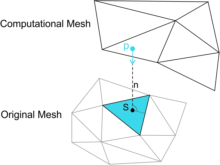 Estrapolazione tra la mesh di calcolo e quella originale