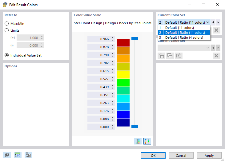 Modifica del set di colori