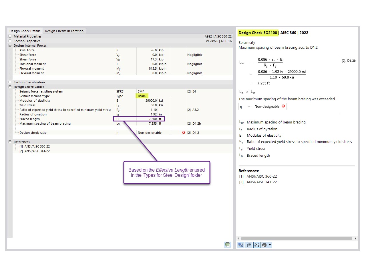 KB 001875 | AISC 341-22 Verifica di aste del telaio a momento in RFEM 6