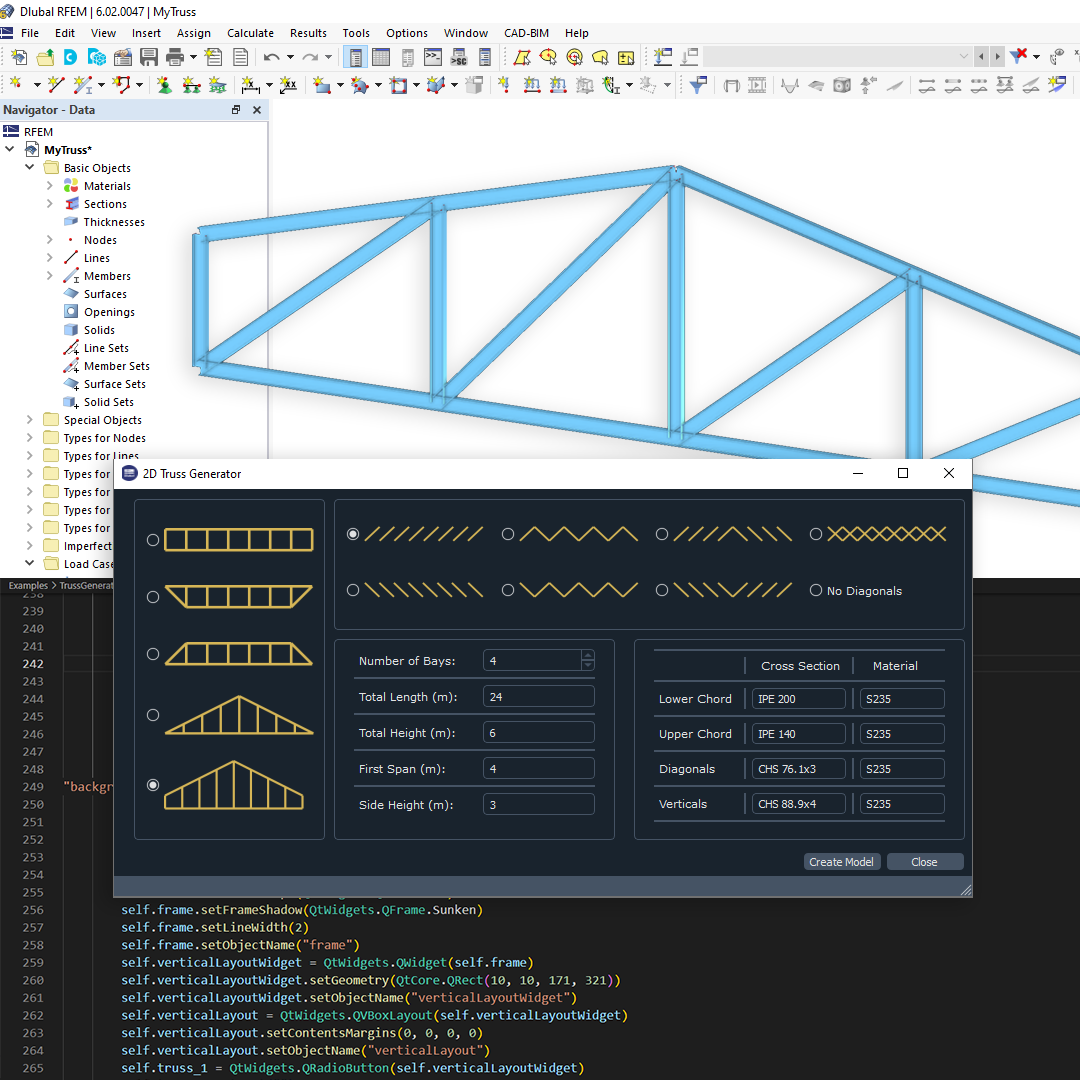 Generatore di travi reticolari 2D | WebService