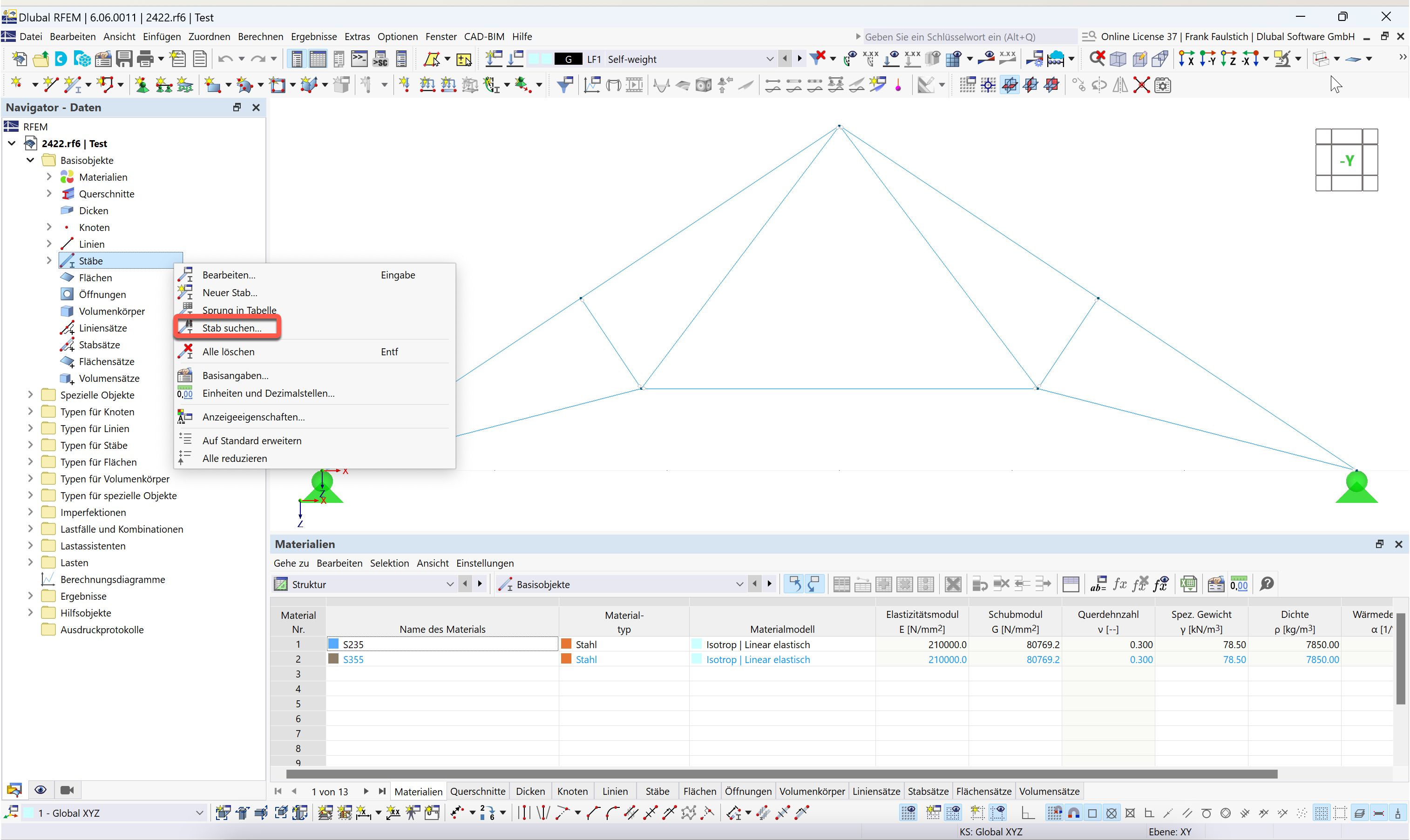 FAQ 005548 | Come posso trovare un'asta con un certo numero in RFEM 6/RSTAB 9?