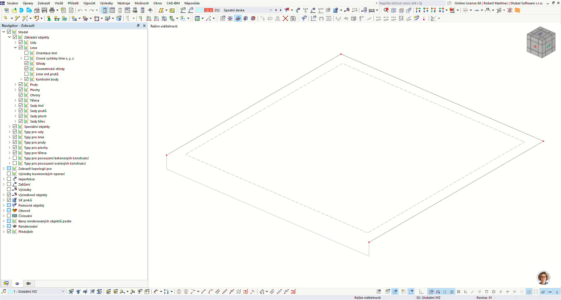 FAQ 005623 | Modello creato con tavola del soffitto bordata da nervature. Assegnazione della linea di confine dell'area a un membro di tipo nervatura allineato alla faccia inferiore dell'area.