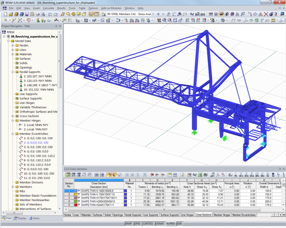 Obrotowa część nadziemna dźwigu portowego | Zaprojektowany w programie RFEM przez biuro Ingenieurbüro Ehlenz, Beckingen/Niemcy | www.ibehlenz.de