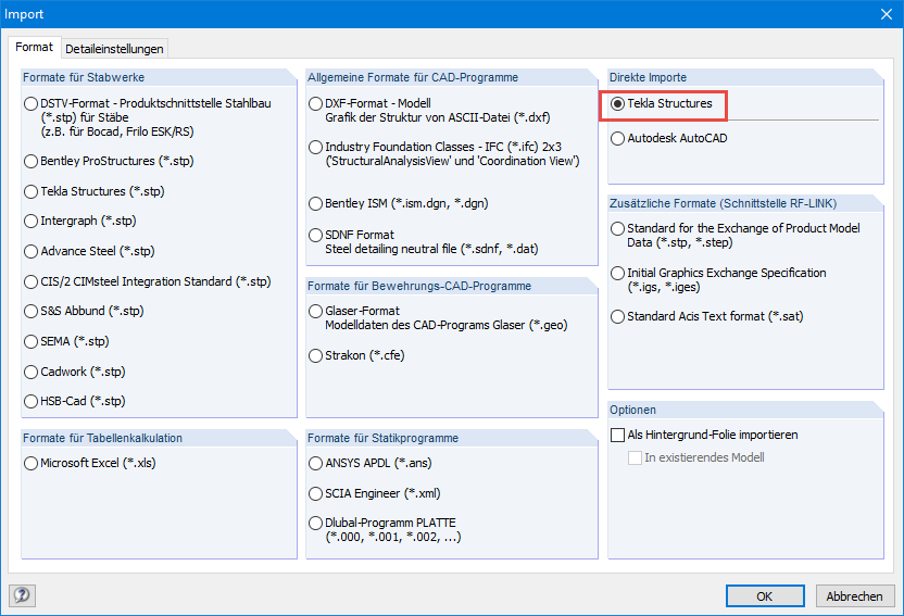 Direkter Import in RFEM