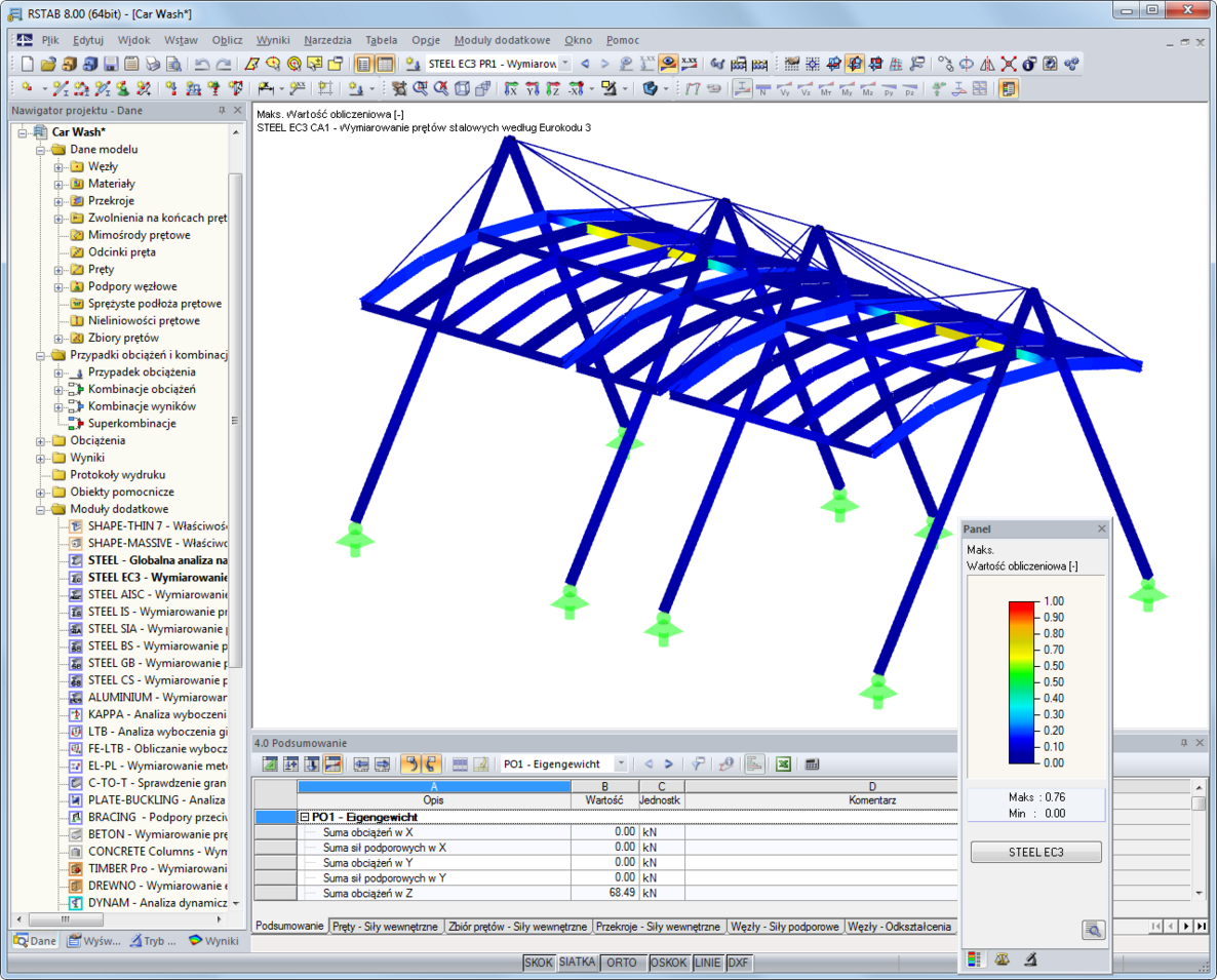 Graficzne wyświetlanie wyników z programu STEEL EC3 w programie RSTAB