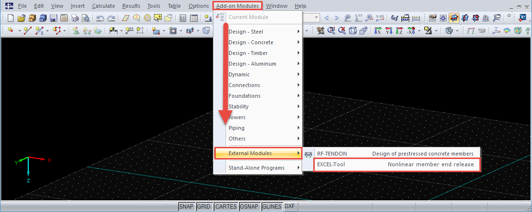 Bild 01 - selbst erstelltes EXCEL-Werkzeug in RFEM