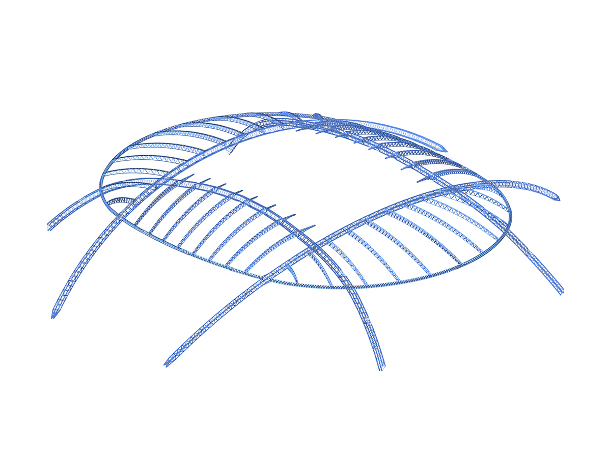 Stabwerksmodell eines Stadiondaches