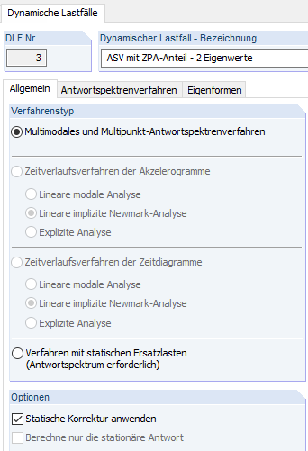 Aktivierung der ZPA-Methode in DYNAM Pro - Erzwungene Schwingungen