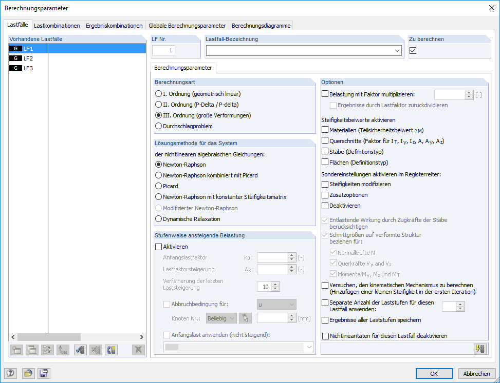 Parametry obliczeń