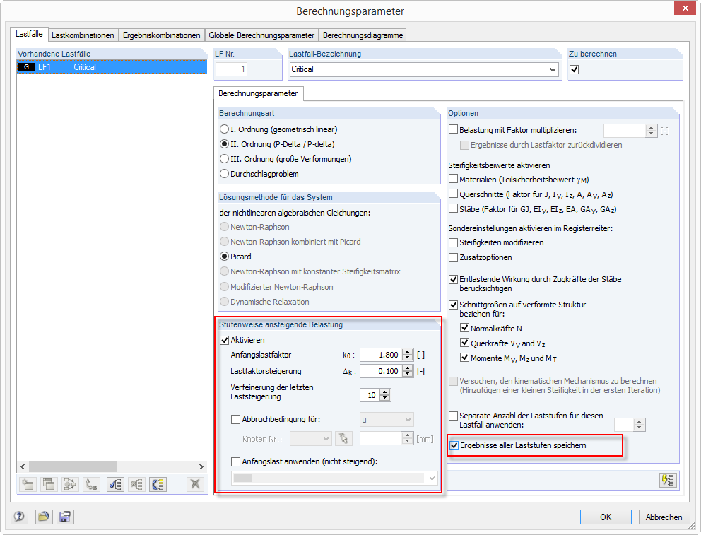 Laststeigerung: nowe opcje