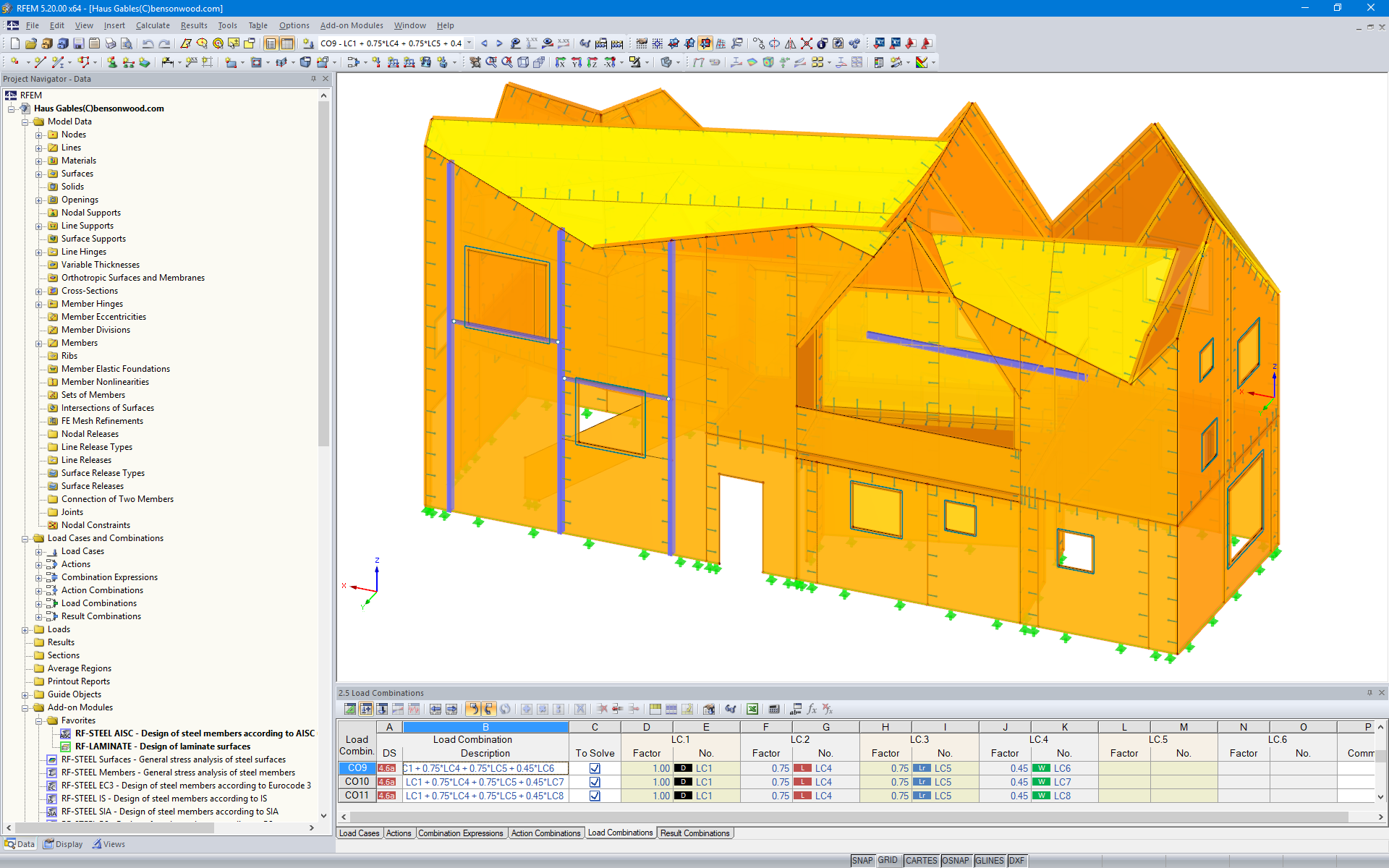 Model 3D szczytu Haus w RFEM (© Fire Tower)