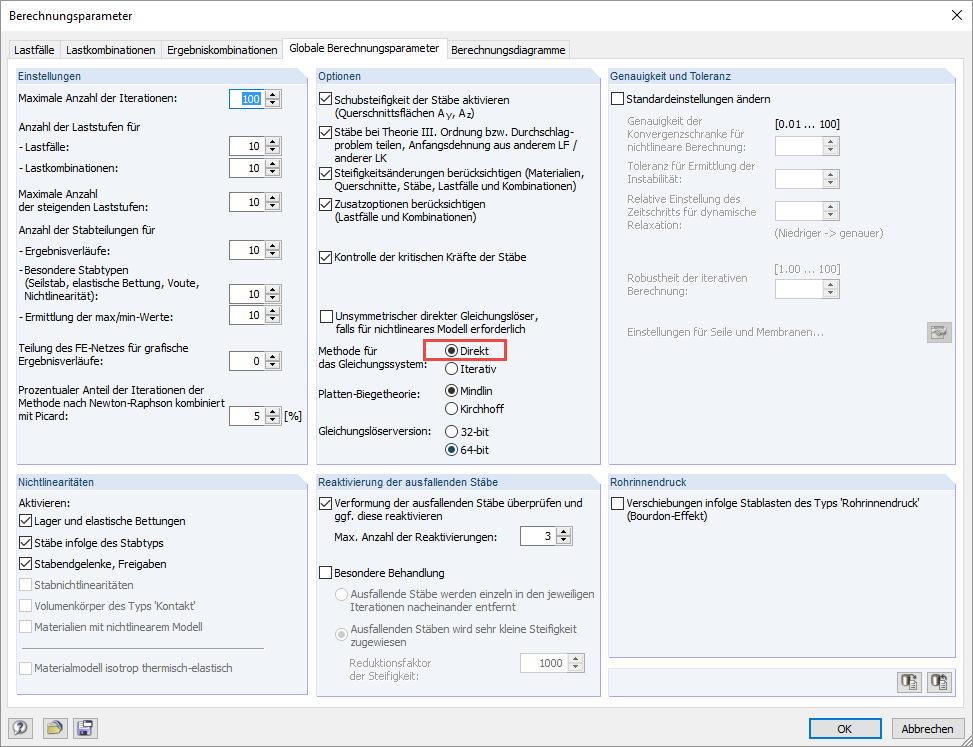 globalne parametry obliczeń