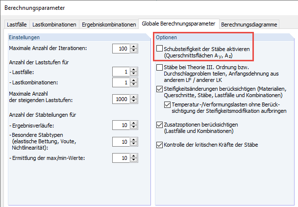 Aktywacja sztywności prętów na ścinanie