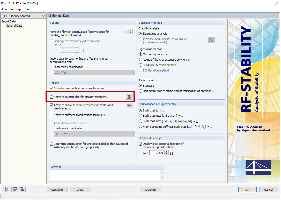 Aktywacja podziału pręta w RF-STABILITY