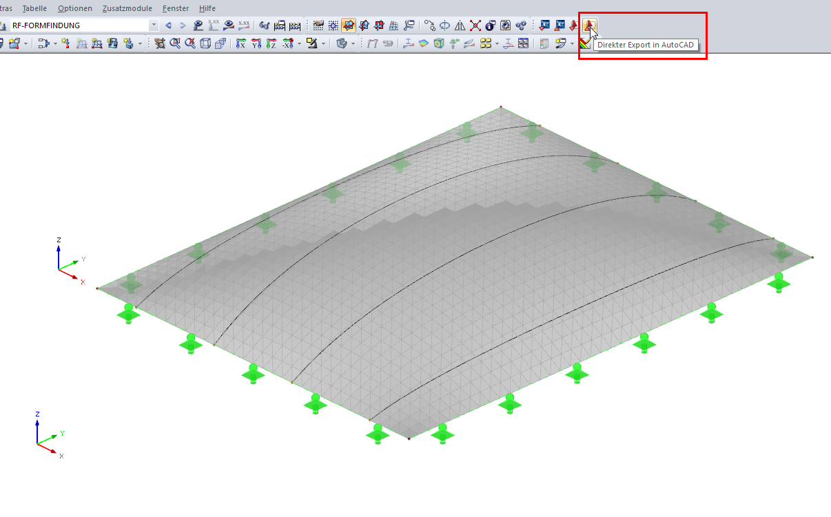 Przycisk bezpośredniego eksportu do programu AutoCAD