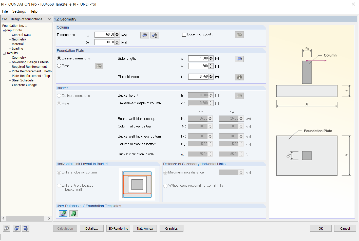 Okno „Geometria 1.2” w RF-/FOUNDATION Pro