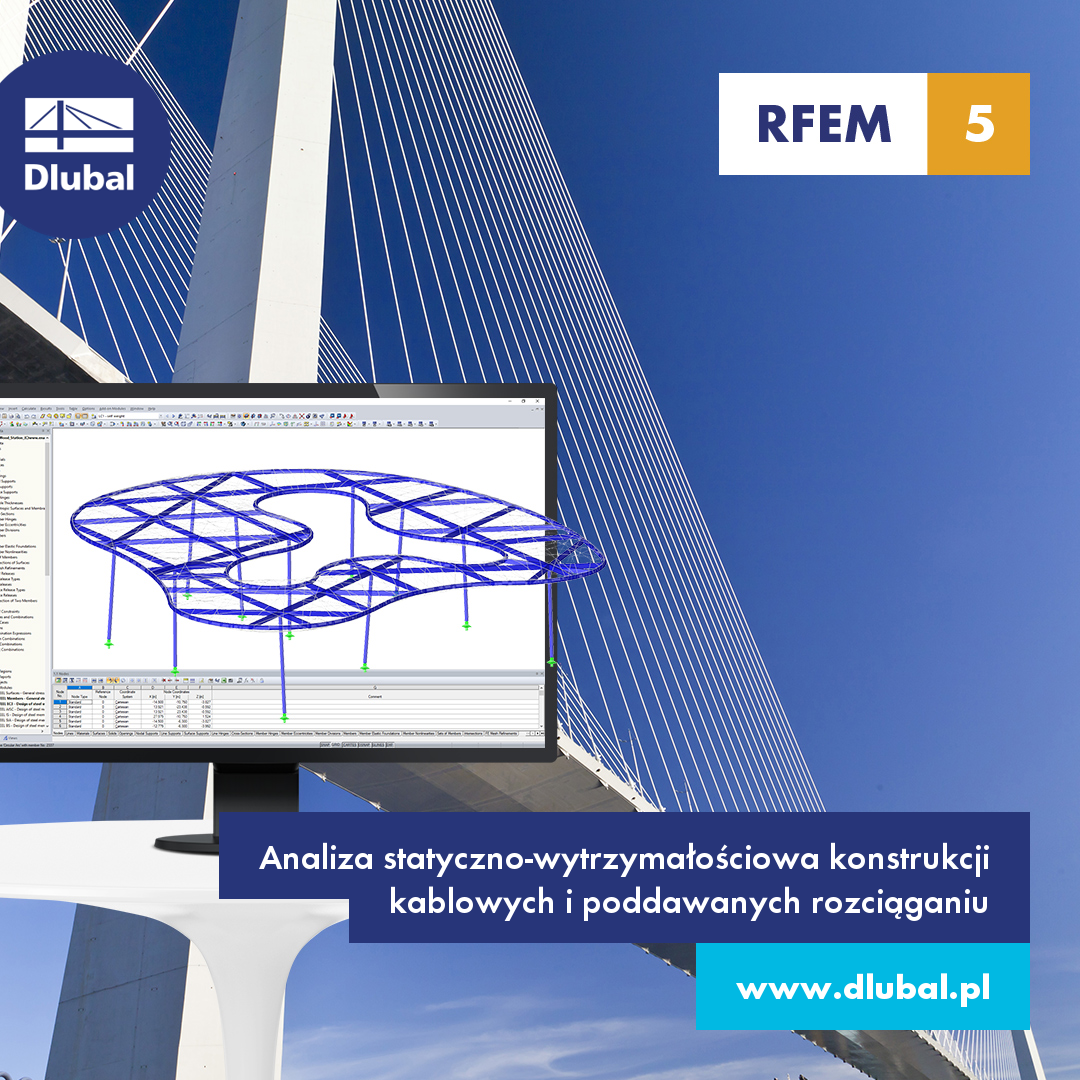Analiza statyczno-wytrzymałościowa konstrukcji kablowych i poddawanych rozciąganiu