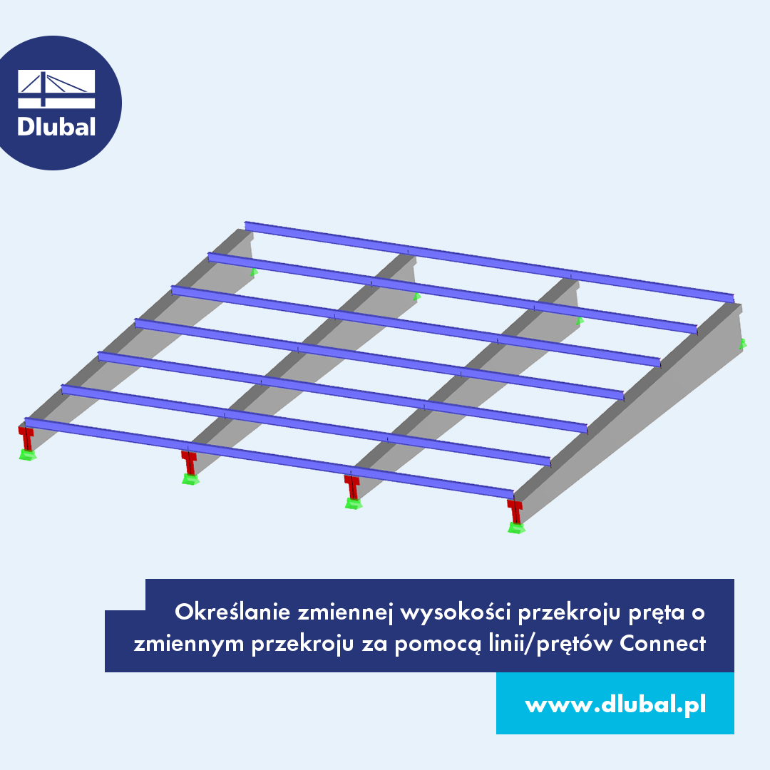 Określanie zmiennej wysokości przekroju pręta o zbieżnym kształcie za pomocą ' linii łączących lub prętów '