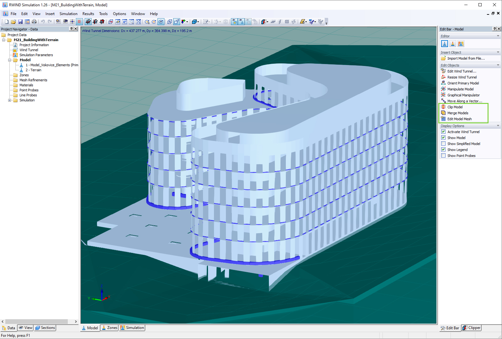 RWIND Simulation | Neue Funktionen "Modell clippen", "Modelle zusammenführen" und "Modellnetz bearbeiten"