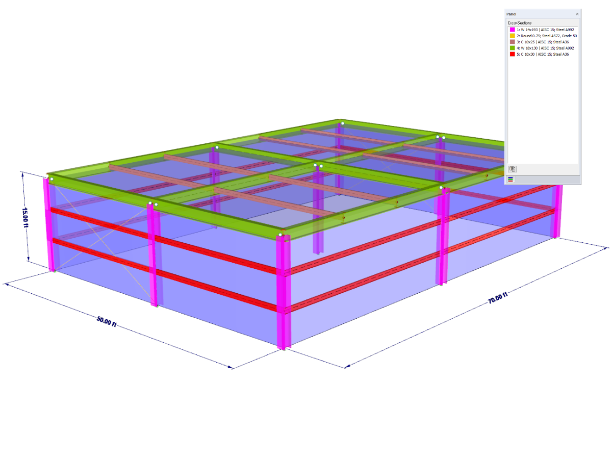 Wytyczne projektowe AISC 26 - Przykład 2.1 Konstrukcja stalowa w RFEM
