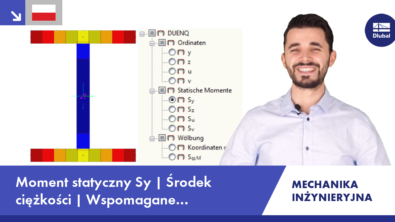 Wideo: Mechanika inżynieryjna | Moment statyczny Sy | punkt ciężkości | Wspomagane komputerowo | RFEM | SHAPE-THIN