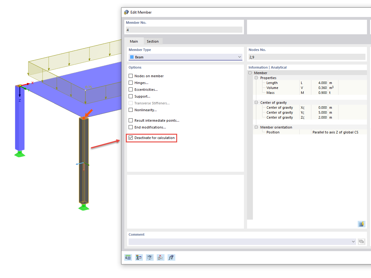 FAQ 005064 | Czy w programach RFEM 6 i RSTAB 9 nie ma już prętów zerowych? Jak mogę wykluczyć pręt z obliczeń?