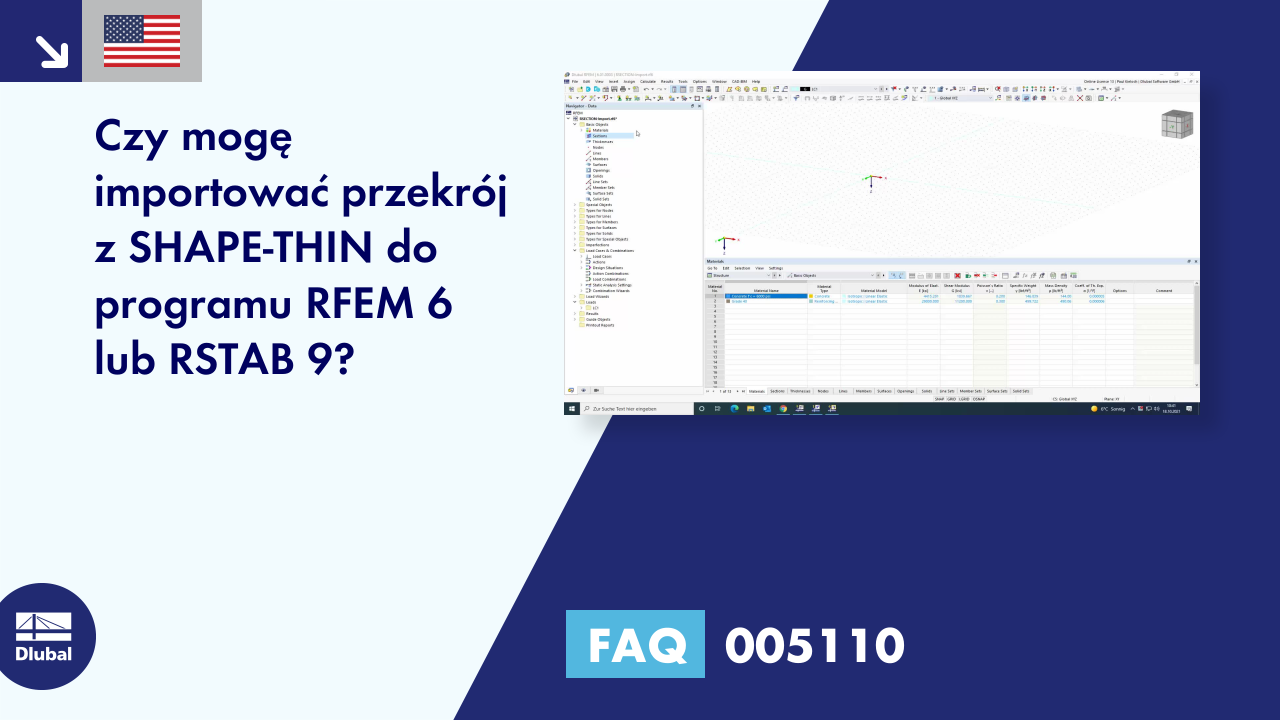 FAQ 005110 | Czy można zaimportować przekrój z SHAPE-THIN do programu RFEM 6 lub RSTAB 9?