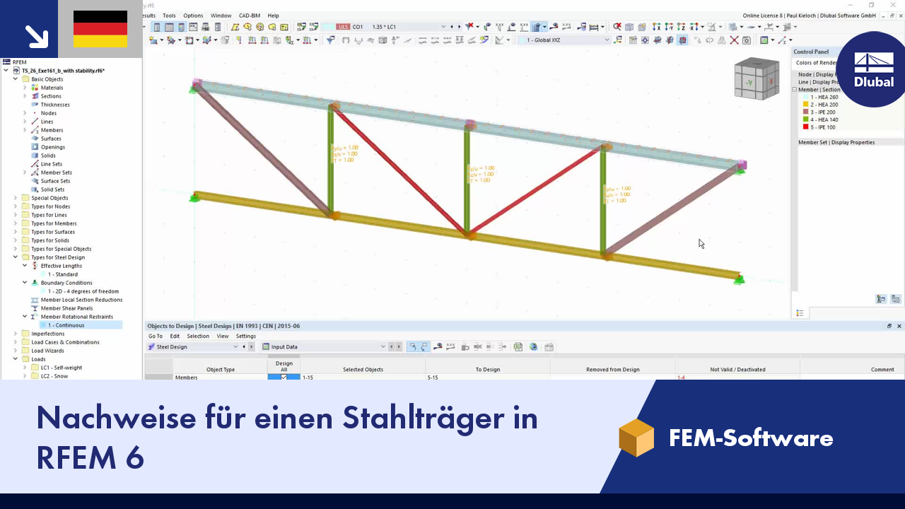 Video: Nachweise für einen Stahlträger in RFEM 6