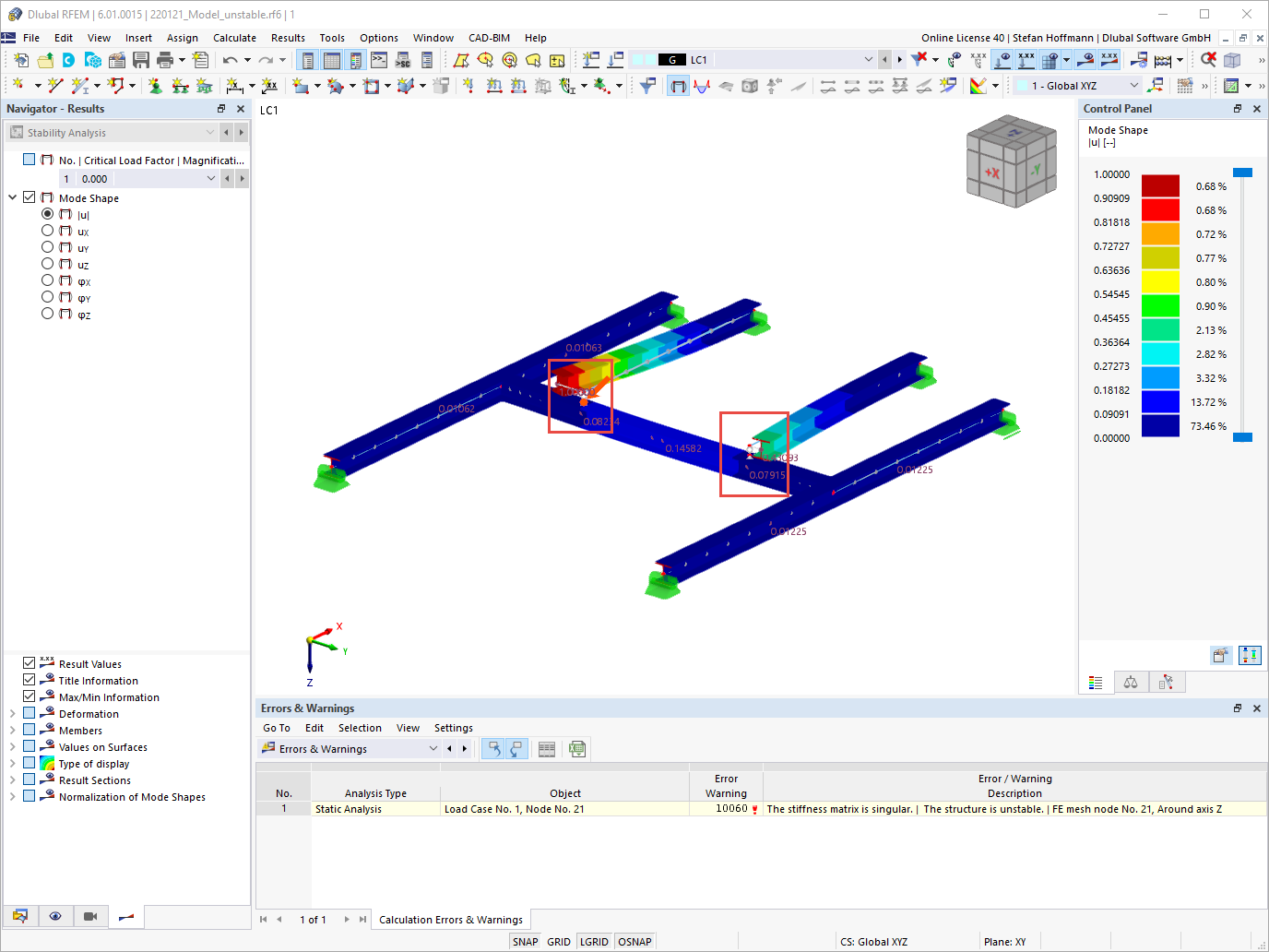 FAQ 005191 | Mój model w programie RFEM 6 jest niestabilny. Jak mogę to naprawić?