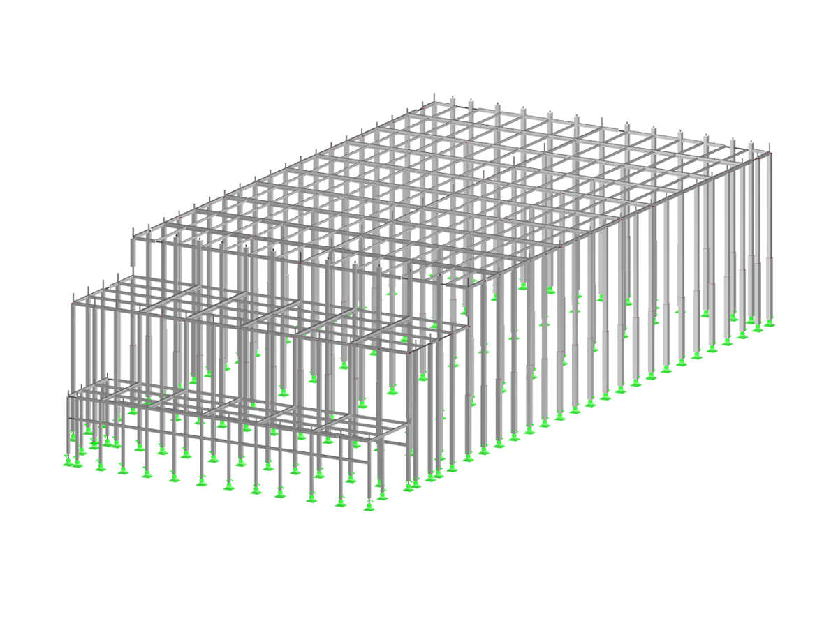 Model betonowej konstrukcji magazynu Dailycer France