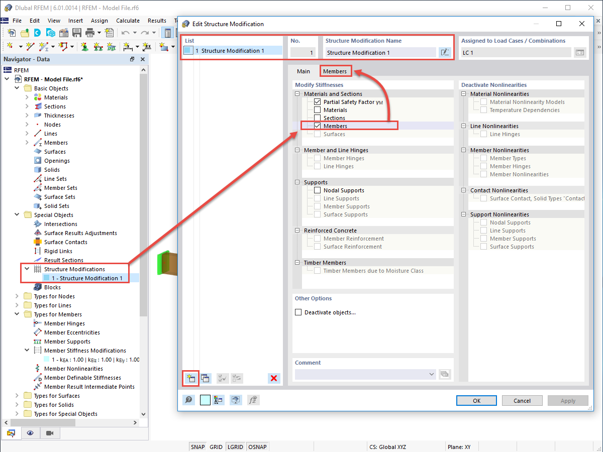 FAQ 005201 | Jak mogę zmodyfikować sztywności poszczególnych prętów za pomocą współczynnika w programach RFEM 6 i RSTAB 9?