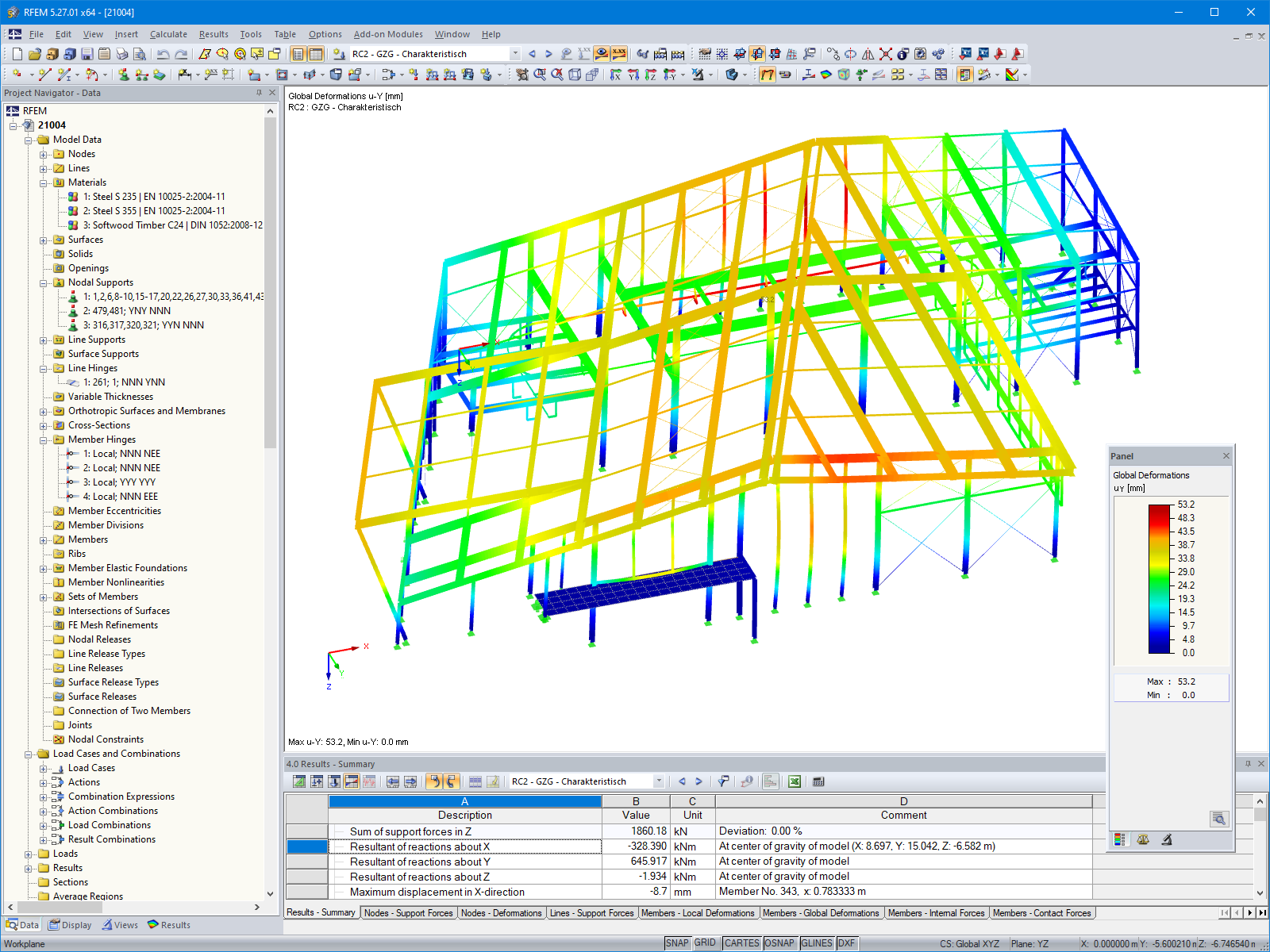 Verformungsbild in RFEM (© m3-ZT GmbH)