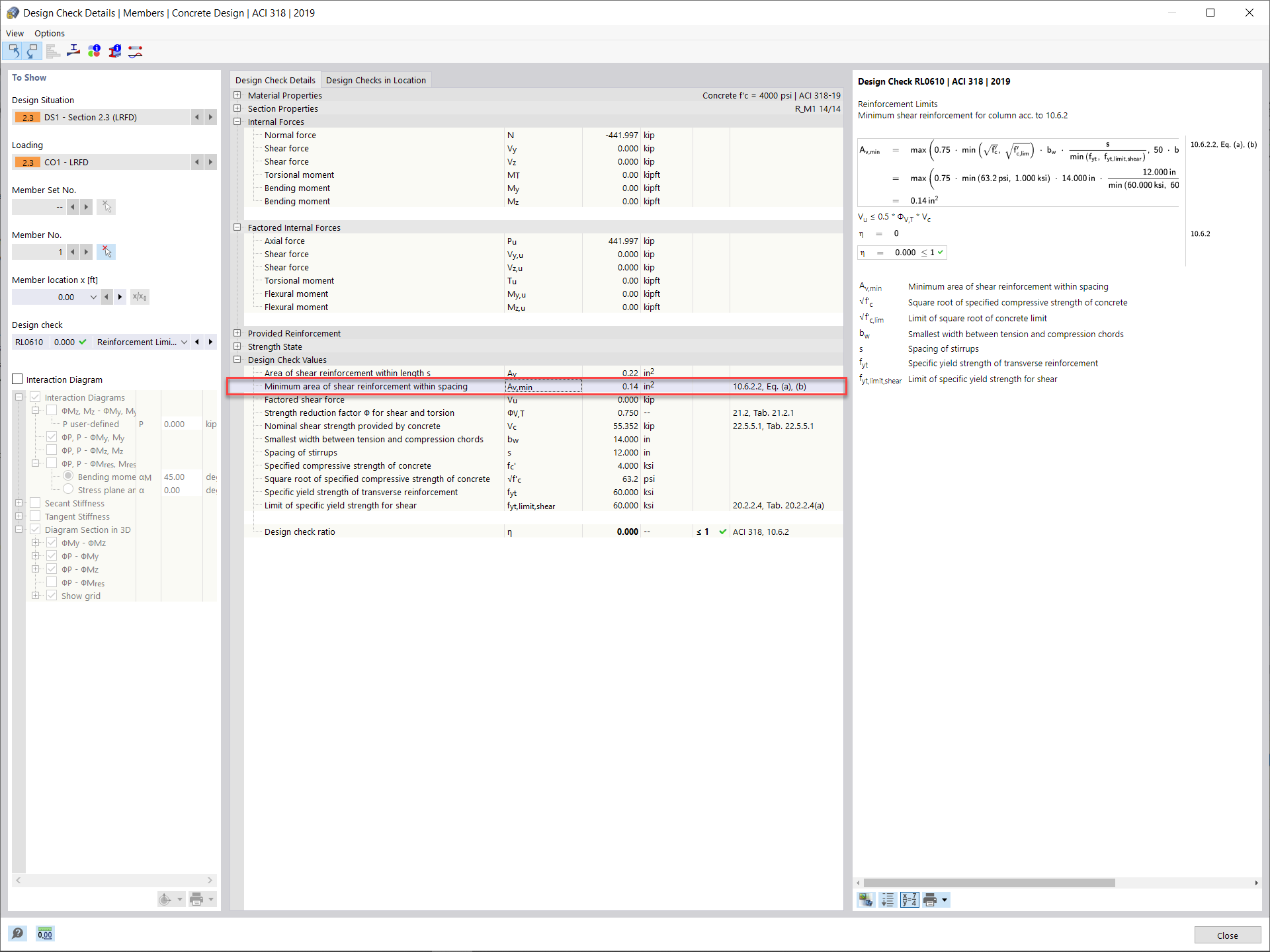 KB 001733 | Wymiarowanie słupa żelbetowego zgodnie z ACI 318-19 w RFEM 6