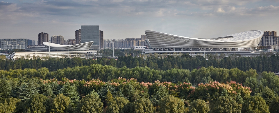 Olympic Sports Centre Suzhou, Chiny (© Huana Engineering Consulting (Beijing) Co., Ltd., gmp Architects, Christian Gahl, Zeng Jianghe)