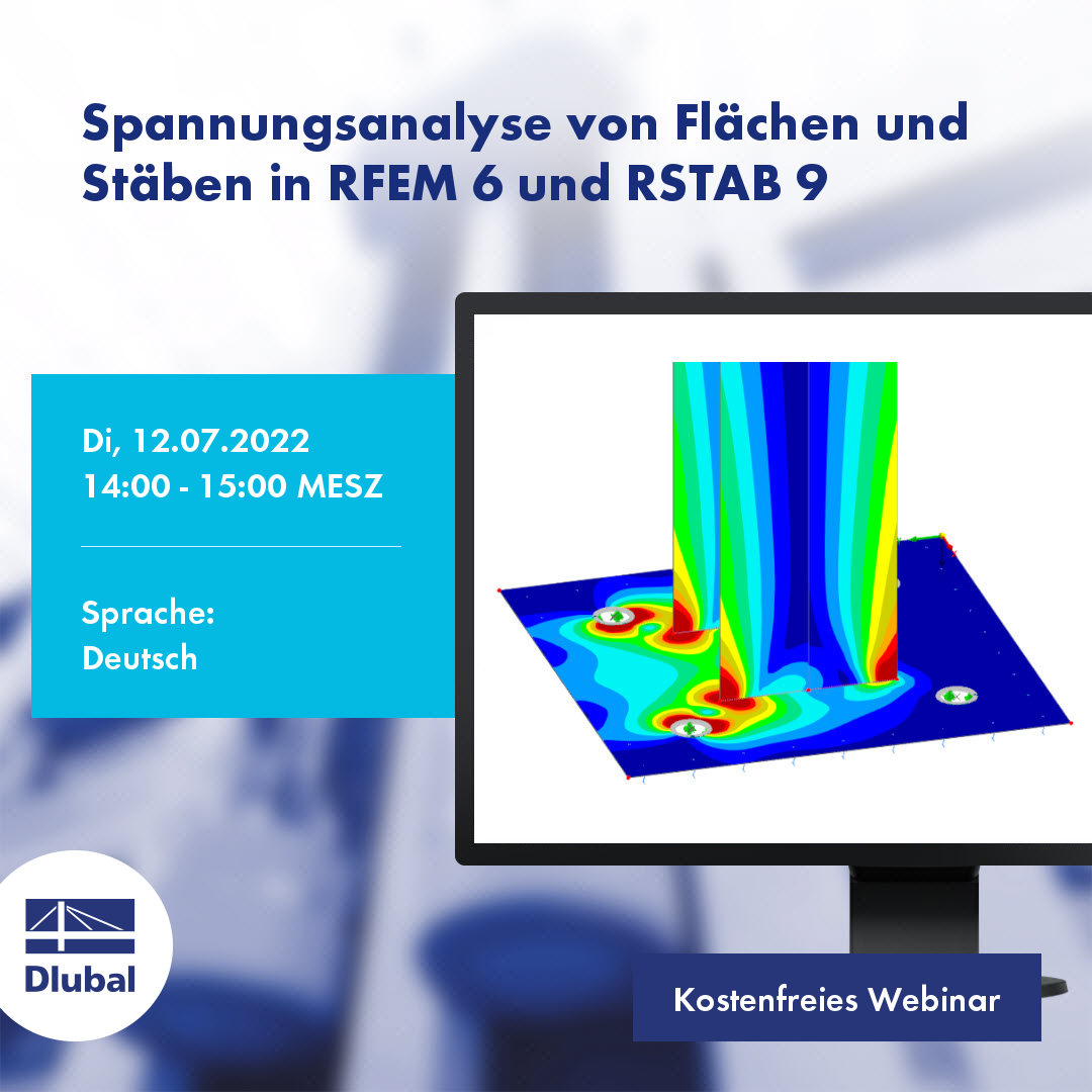 Analiza naprężeń dla powierzchni i prętów w RFEM 6 i RSTAB 9