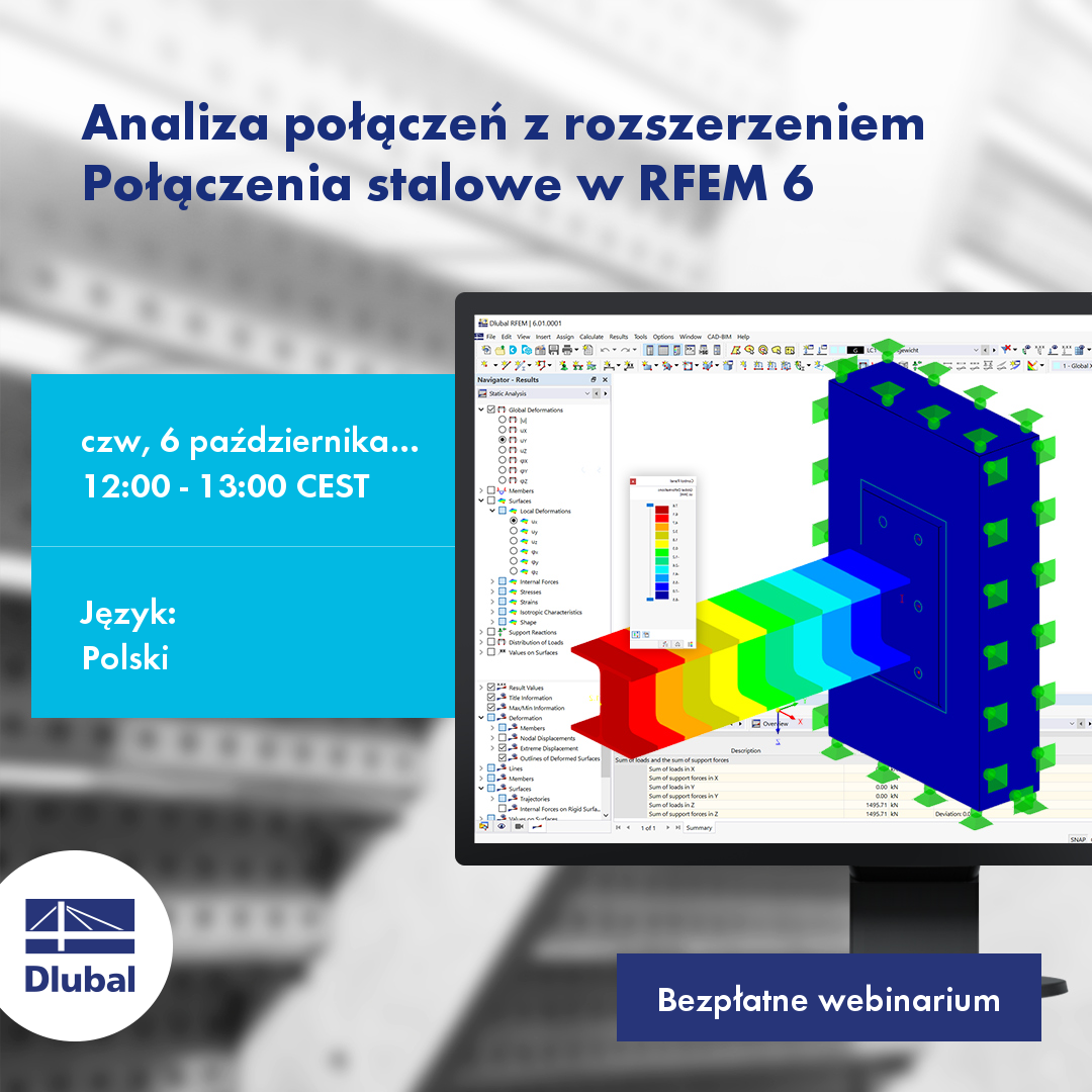 Analiza połączeń z rozszerzeniem Połączenia stalowe w RFEM 6