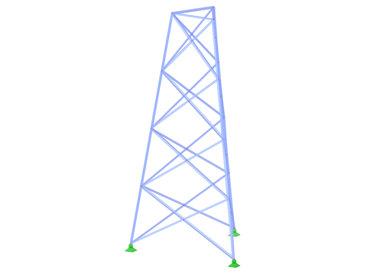 Model ID 2335 | TST034-b | Wieża kratownicowa | Plan trójkątny | Przekątne X (połączone, proste)