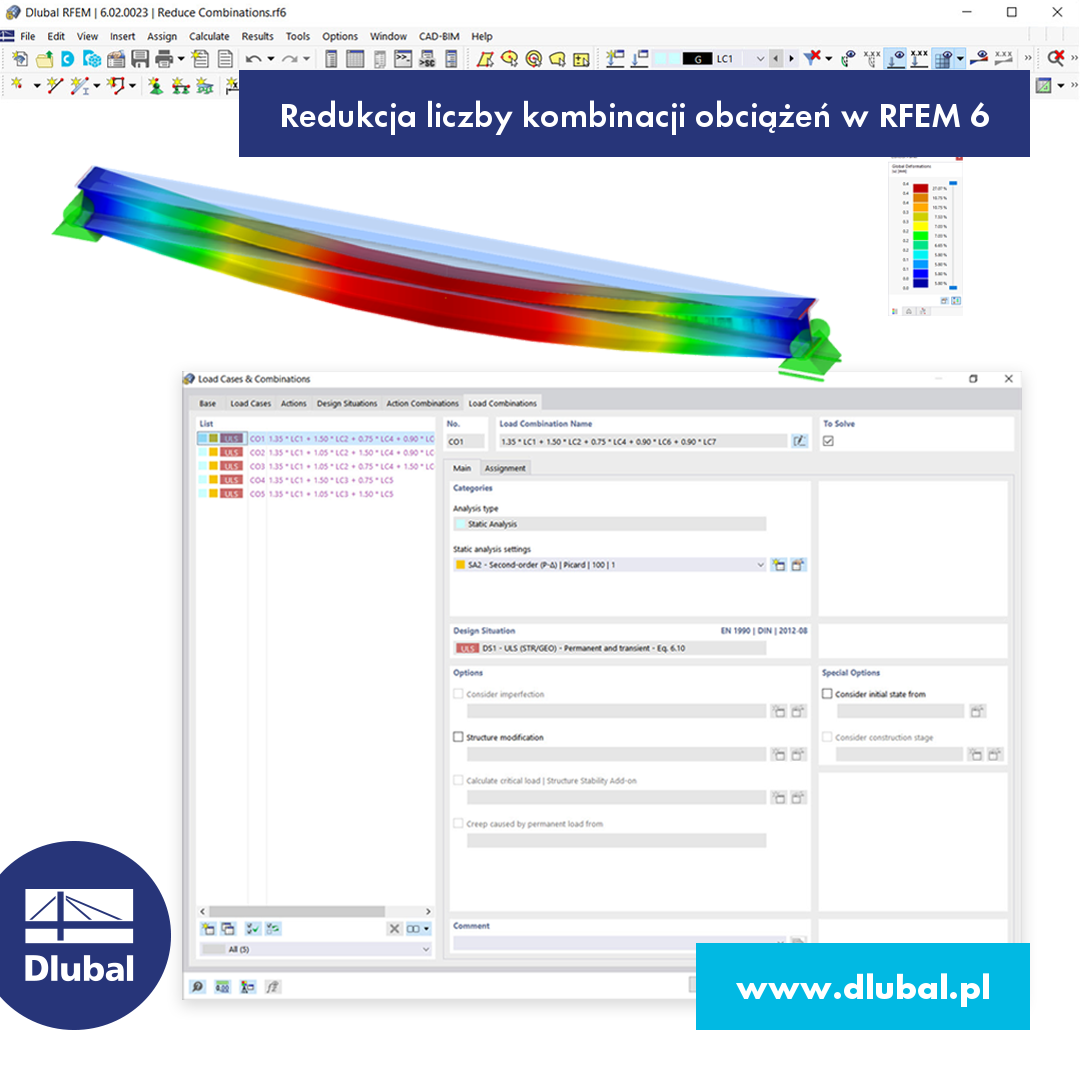 Zmniejszanie liczby kombinacji obciążeń\n w RFEM 6