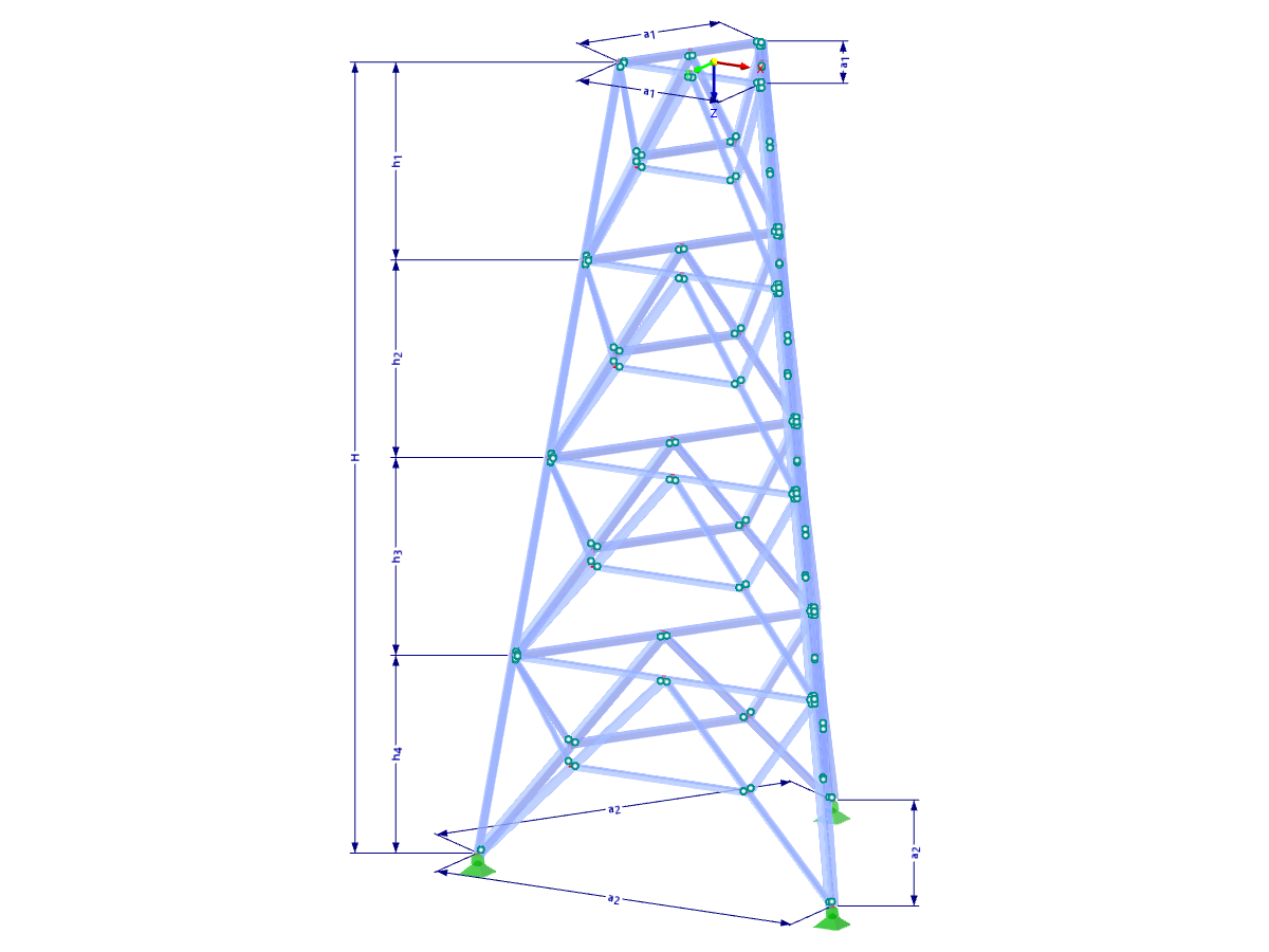 Wzór 002370 | TST053-a | Wieża kratowa | Rzut trójkątny z parametrami