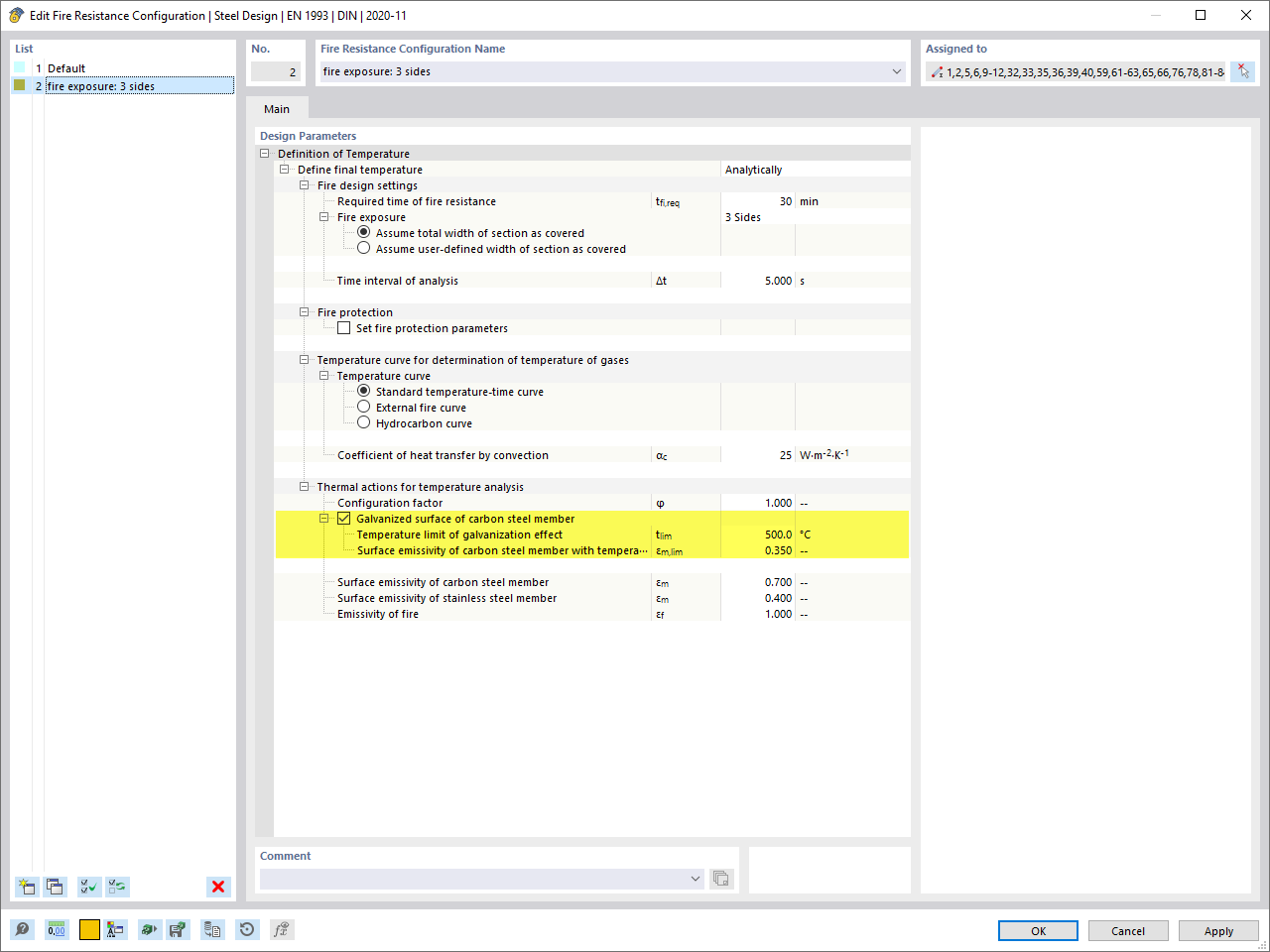 KB 001840 | Obliczanie odporności ogniowej elementów stalowych z cynkowaniem ogniowym w RFEM 6/RSTAB 9