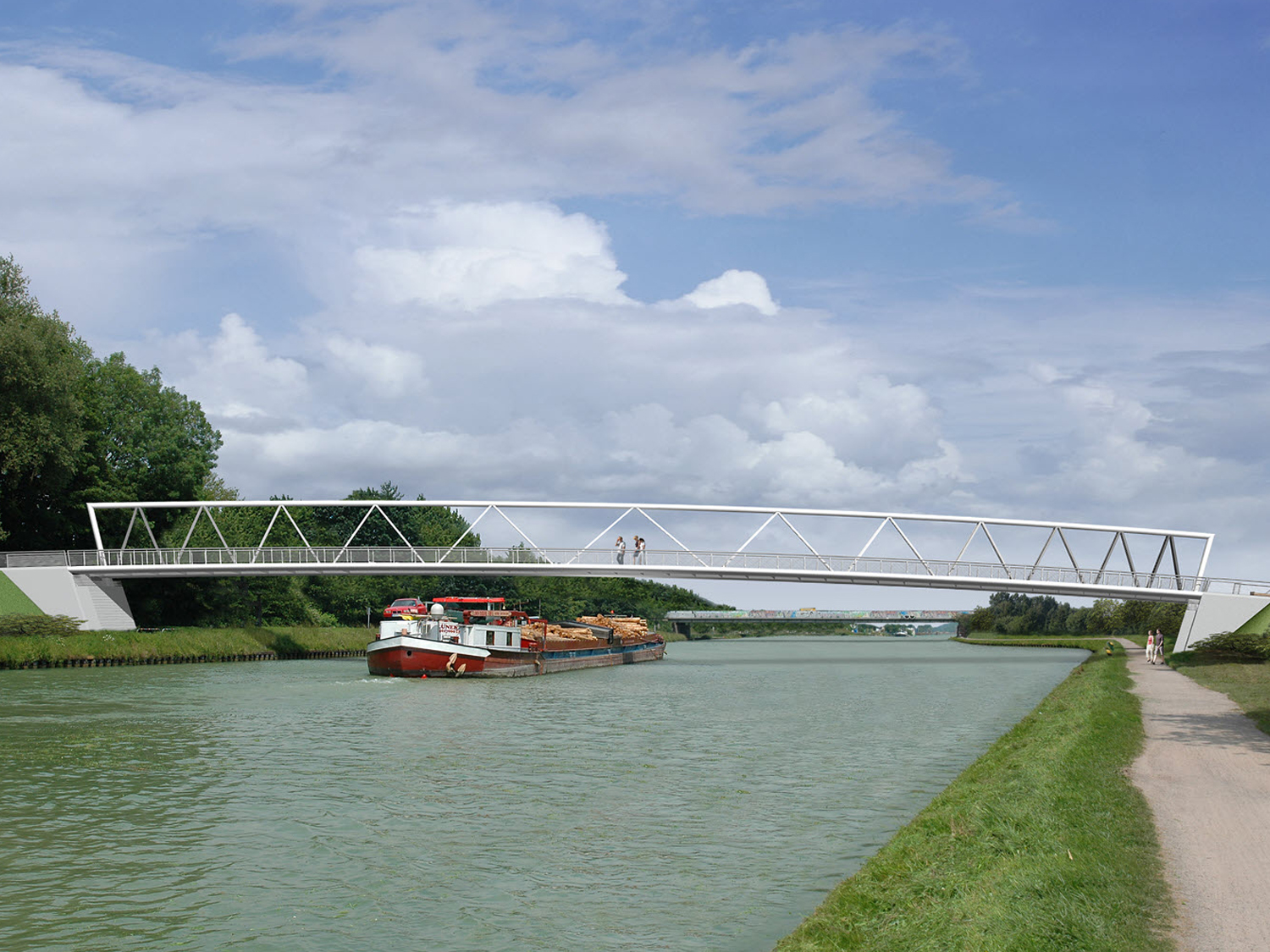 Kładka dla pieszych nad kanałem Dortmund-Ems w Münster, Niemcy (wizualizacja) | © Keipke Architekten BDA