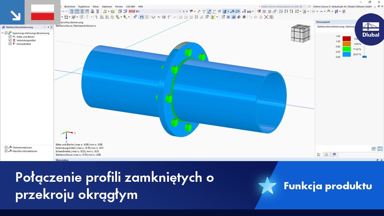 Połączenie profili zamkniętych o przekroju okrągłym