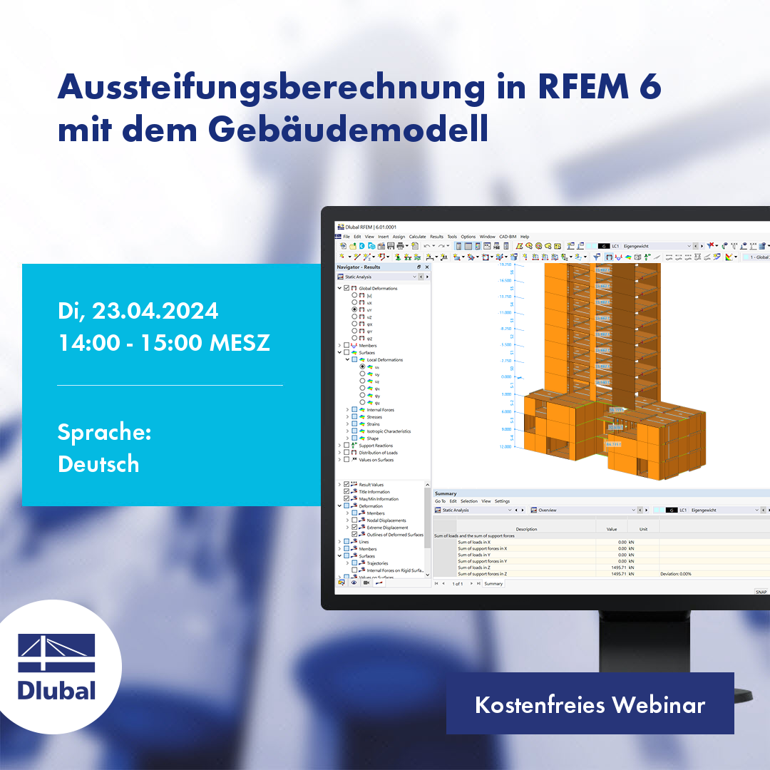 Obliczenia usztywnień w programie RFEM 6 z wykorzystaniem modelu budynku