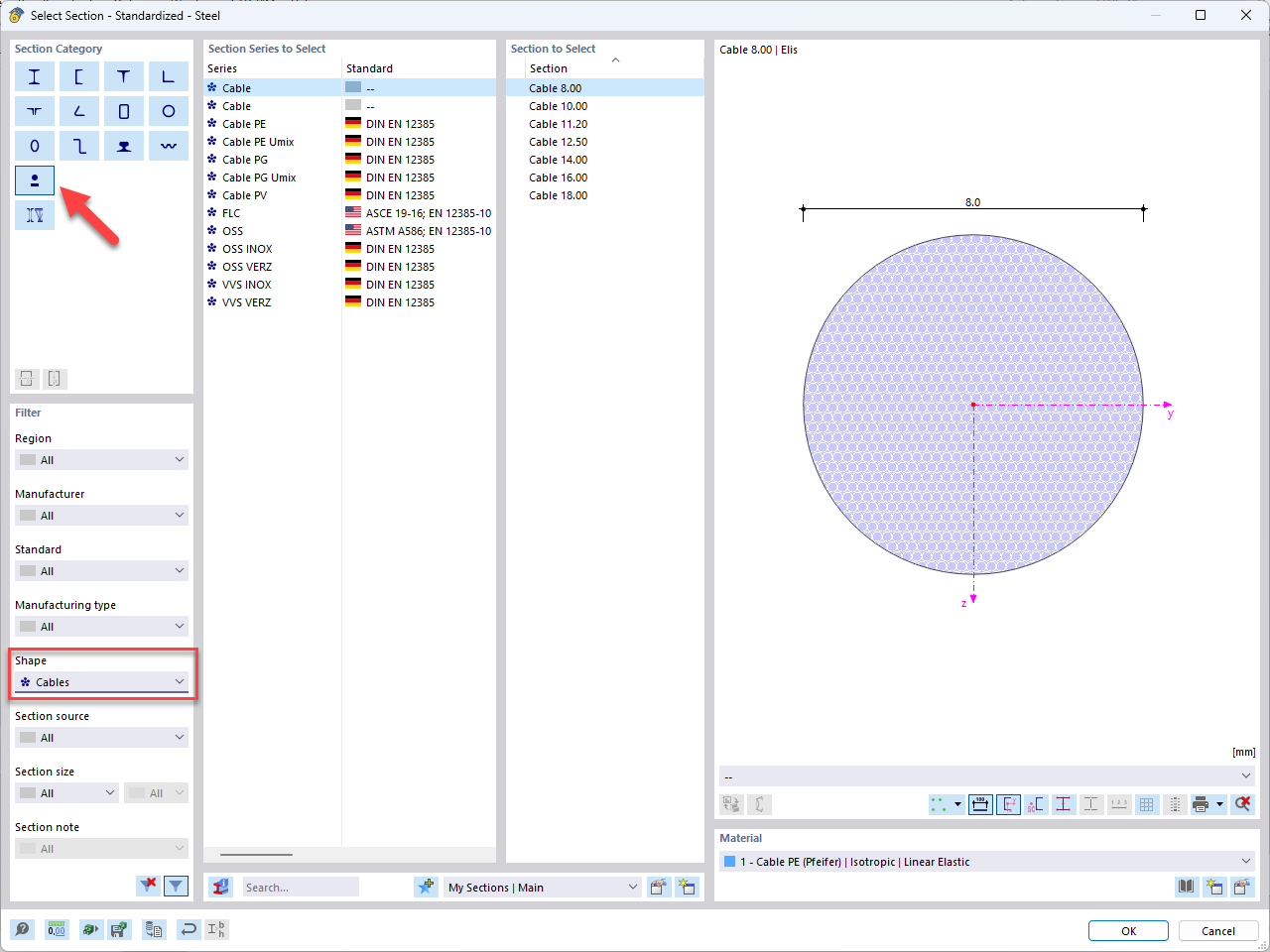 KB 001880 | Projektowanie konstrukcji kablowych w RFEM 6 i RSTAB 9